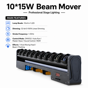 ไฟหัวเคลื่อนที่แบบลำแสง LED ไดนามิก 10x15W สำหรับเวทีทัวร์ การแสดง และงานอีเวนต์ - Product Image 3