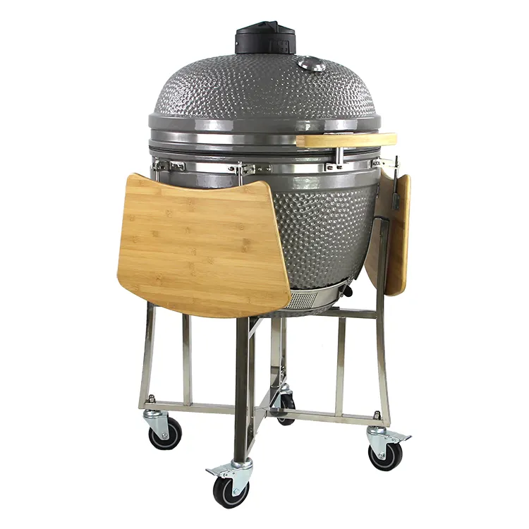 TOPQ Stainless Steel 25inch Kamado Charcoal Ceramic Barbecue Grey