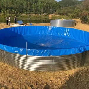 Bassin de pisciculture circulaire en tôle d'acier ondulée galvanisée sur mesure avec revêtement en PVC pour le stockage d'<span class=keywords><strong>eau</strong></span> - Product Image 4