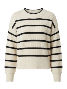 Pull décontracté à col rond et manches longues en tricot côtelé à motif gaufré pour femmes, hiver - Product Image 2