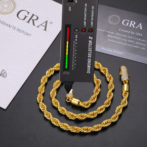 6 मिमी लक्जरी 14k 18k सोने के ठोस 925 स्टर्लिंग सिल्वर बनाम मोइससानाइट हीरे के साथ पुरुषों के लिए लॉक रस्सी चेन हार - Product Image 4