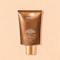 Crème solaire minérale teintée à label privé SPF 50, oxyde de zinc non nano, algues roses, anti-âge, éclaircissante, protection solaire pour le visage