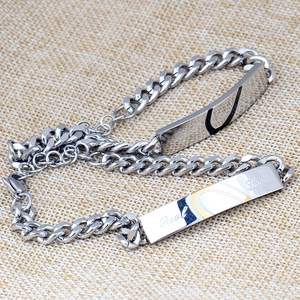 European American Style Minimalist <b>Titanium</b> Steel Couple Heart Bracelet Black Gold Color Gift for Qixi Festival Unisex Jewelry - Product Image 2
