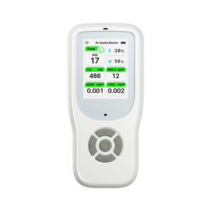 เครื่องตรวจวัดคุณภาพอากาศแบบพกพาอเนกประสงค์ 9 in 1 AQI พร้อมสัญญาณเตือน CO2 PM2.5 TVOC HCHO อุณหภูมิ ความชื้น พร้อมขาตั้ง - Product Image 2