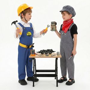 Disfraz de ingeniero de tren para niños, disfraz de estilo vaquero para juego de rol, traje de Halloween para niños - Product Image 1