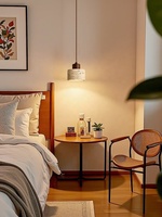 Lampe de chevet minimaliste en pierre jaune clair pour chambre à coucher, lampe suspendue, lumière murale de fond pour salon couleur noyer moyen