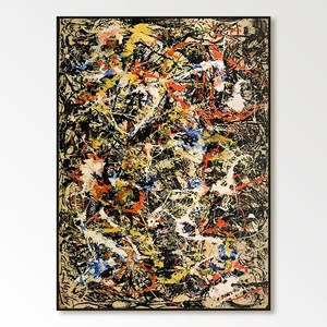 Peinture à l'huile abstraite encadrée, peinte à la main sur toile, pour la décoration minimaliste d'entrée et de couloir - Product Image 2