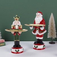 Redeco Nouveau Casse-Noisette Créatif en Céramique Noël avec Plateau Accentué Or, Figurine Père Noël Ornement pour Cadeaux et Décoration Maison