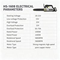 Tronçonneuse électrique sans fil 20V de 16 pouces, 1000W, 5800 tr/min, pas de chaîne de 3/8, chaîne à 59 maillons pour l'élagage et la coupe du bois jusqu'à 40 cm