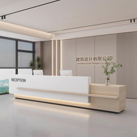 Bureau de réception multifonctionnel intégré en bois massif de luxe pour entreprise, hôpital, école, salon de beauté, formation - Durable