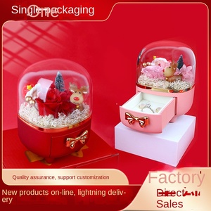 Caja de Regalo y Joyería Navideña Cilíndrica y Elegante con Diseño de Flor Eterna - Product Image 2