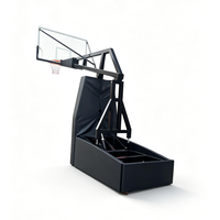Support de basket-ball professionnel robuste et mobile en métal avec panier détachable, hauteur réglable et panneau arrière en verre trempé