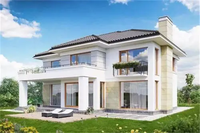 Maison préfabriquée 3 chambres à coucher, villa de luxe, structure à ossature en acier, kits de maison prêts à assembler pour les acheteurs mondiaux