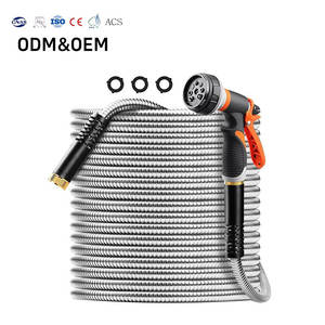 Tuyau d'arrosage en acier inoxydable 304 de haute qualité avec intérieur en PVC, enroulable, anti-emmêlement, durable, léger, longueur personnalisable - Product Image 1