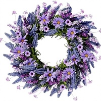 Guirlande artificielle de lavande et de marguerites, guirlande florale violette pour porte d'entrée, décoration murale, fenêtre, maison, mariage, fête