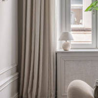 Rideaux en tulle texturés en lin de luxe personnalisables cantonnières d'hôtel à transmission de lumière sur commande