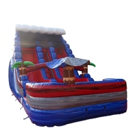 Toboggan aquatique gonflable commercial de 5,5 m (18 pieds) à double piste avec piscine profonde intégrée pour location événementielle, enfants et adultes