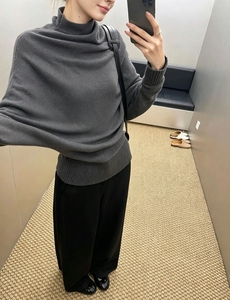 Gemütlicher Rollkragen-Fledermausärmel-Pullover - Weicher Oversize-Strickpullover mit Drapiertem Ausschnitt, Perfekt zum Schichten & für Lässigen Chic-Stil - Product Image 3