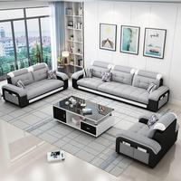 Ensemble de canapés modernes en tissu gris avec configuration 1+2+3 places et style lounge pour salon et mobilier résidentiel contemporain