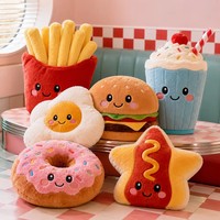 Coussin en peluche personnalisé pour restauration rapide : Burger, Frites, Donut, Œuf frit, Milkshake – Mignon coussin alimentaire rembourré OEM