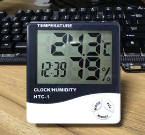 Termômetro digital de lcd automático, venda quente, higrômetro e relógio - Product Image 4