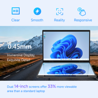 Ordinateur portable tablette 2-en-1 professionnel 14 pouces à double écran tactile, pliable à 360°, avec processeur Intel et double carte graphique dédiée en métal