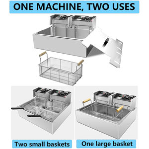 معدات مطابخ 2025 مقلاة بطاطس وماكينة قلي للمطاعم، قلاية دجاج عميقة مزدوجة بسعة 6+6 لتر للدجاج المقلي - Product Image 5