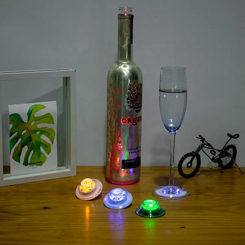 Longstargift forza fabbrica vendita calda aspetto brevetto Bar festa di nozze atmosfera bottiglia lampada LED sottobicchieri bottiglia luce