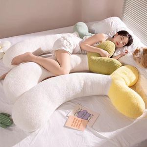 Oreiller corporel en peluche en forme de U 140x71x18cm pour les dormeurs latéraux, coussin de soutien pour femmes enceintes, couleur unie, amovible et lavable - Product Image 3