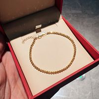 Gelang Manik Emas Asli 18K AU750 Grosir Xinfly untuk Wanita, Perhiasan Emas Murni Anti Air untuk Remaja Putri, Laris Manis