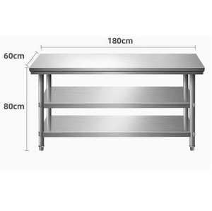 Plan de travail en acier inoxydable pour cuisine commerciale, taille personnalisable, pieds réglables en hauteur, capacité de charge de 100 kg, pour restaurants, cafés - Product Image 5