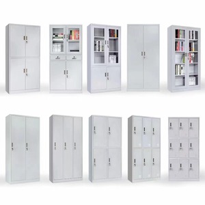 Armoire à vêtements en acier gris moderne et économique à deux portes et classeur métallique de bureau à 4 étagères pour le rangement à domicile et au bureau - Product Image 6