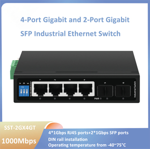 4 端口工业交换机，带 2 个千兆 SFP 上行链路和工业 DIN 导轨 - Product Image 1