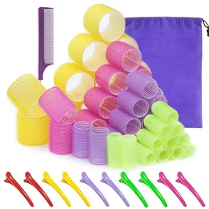 Wholesale Velcroes Roller Hair Clip Design Plastic Hair Curler Twist Roller Hair Curling Roller Set
