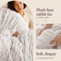Plaid en fausse fourrure de lapin Minky de luxe, super doux, épaissi, à texture élastique, pour lit, canapé et maison en hiver