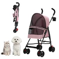 Poussette pour chien en métal à 4 roues, poussette pour animaux de compagnie pour chiens et chats, utilisation en extérieur, petite, portable, légère, pliage en un clic, simple