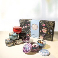 Set Lilin Aroma Kaleng Timah Buatan Tangan untuk Hadiah Ramadan, Paskah & Diwali, Lilin Kedelai Premium dengan Bunga Kering Grosir