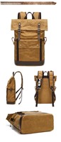 Tas Ransel Kanvas Batik Retro Kulit Crazy Horse Multi-Fungsi Tahan Air untuk Laptop, Dilengkapi Lapisan Poliester yang Dapat Diperluas