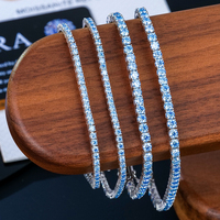 Prix d'usine Bijoux en diamant Moissanite certifiés GRA, Bracelet tennis Moissanite bleu Klein serti de pierres, en argent sterling 925 pour femme