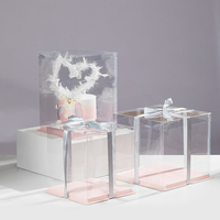 Boîte à gâteau 12 pouces personnalisée, boîtes à gâteau écologiques en PET carrées, transparentes, ondulées