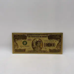 Moneda de colección de un millones de dólares, Estatua de la libertad de EE. UU., regalos de billetes de papel de bronce dorado, colección de billetes de oro