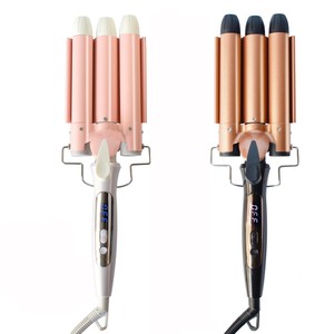 Rizador <span class=keywords><strong>de</strong></span> Pelo Ajustable Profesional con Pantalla LCD, Rizador <span class=keywords><strong>de</strong></span> Pelo con Barril Grande, Plancha para Rizar el Cabello <span class=keywords><strong>de</strong></span> <span class=keywords><strong>Tres</strong></span> <span class=keywords><strong>Barras</strong></span> - Product Image 1