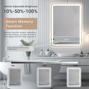 กระจกห้องน้ำ Genie Smart HD Sensor Glass พร้อมไฟ LED ติดผนัง ป้องกันฝ้า หน้าจอสัมผัส ดีไซน์ทรงสี่เหลี่ยม - Product Image 4