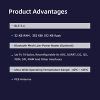 Module Bluetooth BLE 5.4 avec 512 Ko de mémoire Flash et antenne PCB pour applications IoT de balisage et de suivi d'actifs Bluetooth Mesh HCM511S