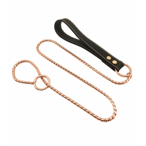 गर्म बिक्री चीन थोक 4 रंग कस्टम ठोस पीतल तांबा साँप गला घोंटना कुत्ते पट्टा श्रृंखला चमड़े संभाल के साथ - Product Image 4