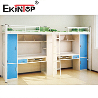 Ekintop Lit superposé en métal de haute qualité au design moderne Lit de dortoir populaire pour étudiants avec table pour l'école et les adultes