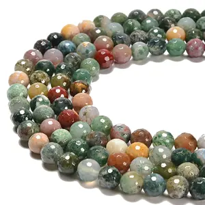 Großhandel natürliche indische Achat Perlen Schnur 8mm 10mm lose facettierte runde Edelstein Perlen für die Schmuck herstellung