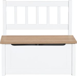 <span class=keywords><strong>Banc</strong></span> d'enfant verni en bois naturel et blanc avec le frein <span class=keywords><strong>de</strong></span> couvercle et la surface enduite - Product Image 6