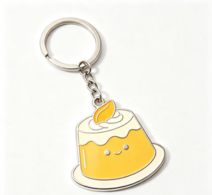 Custom Metal Enamel Key Chain Cake Pendant Electroplated Keyring <b>Bag</b> <b>Charm</b> Gift Accessory - Product Image 1