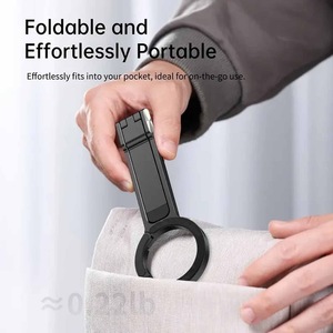 Magnetic Phone Stand Aluminum Alloy <b>Foldable</b> <b>Desk</b> Mount Multi-functional Carabiner Holder With Spring Buckle Design - Product Image 2